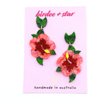 Viva Summer Hibiscus Dangles in Pink and Red