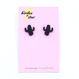 Party Cactus Mini Studs - Matte Black