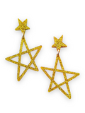 Sketchy Stars Dangles - Holo Gold Glitter