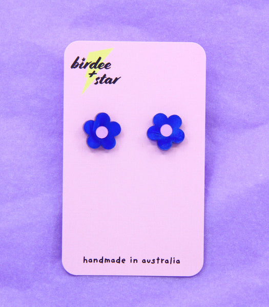 Poppy Studs in Blue Marble