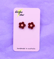 Poppy Studs in Red Glitter