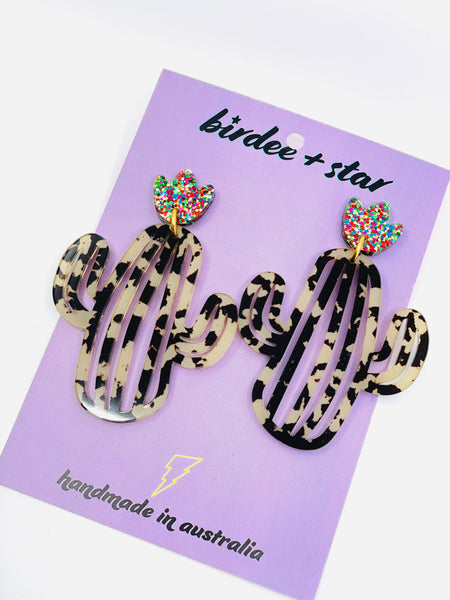 Party Cactus Large Dangle Earrings - Rainbow Wild Child