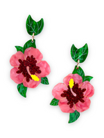 Viva Summer Hibiscus Dangles in Pink and Red
